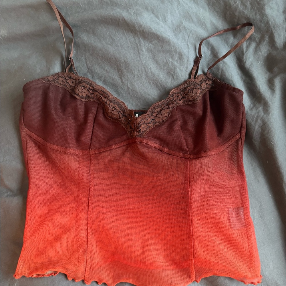 I.AM.GIA Brown, red, orange Lace Camisole